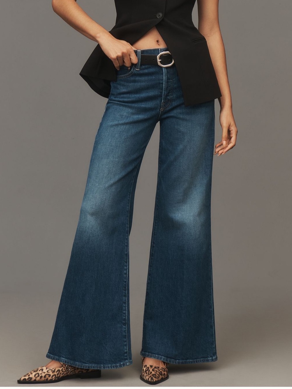 NWT sz 31 Mother Tomcat Roller Skimp mid rise wide leg wash Perfectly Imperfect